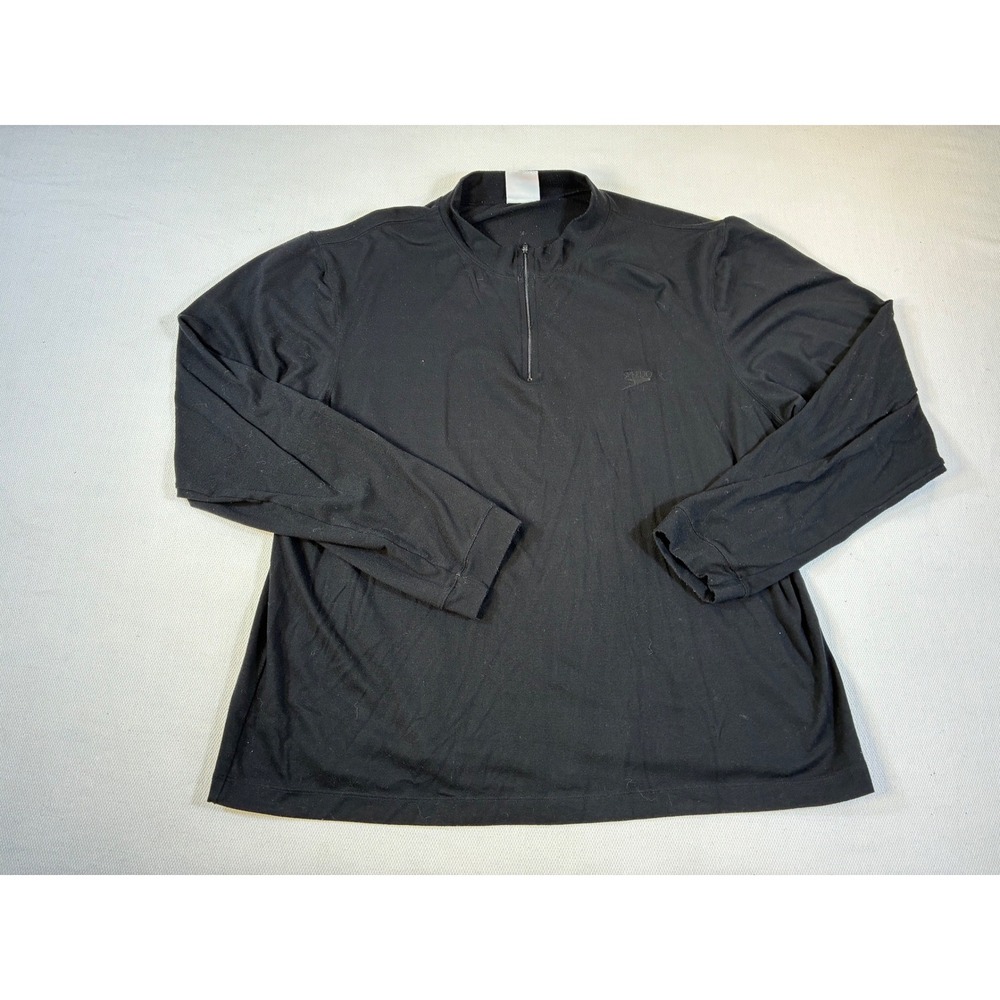 Vintage Speedo Mens Black Quarter Zip Pullover Long Sleeve Mock Neck Shirt Large